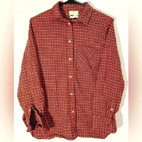 J CREW Flannel Plaid Shirt Size Small Pink Brown Button Down - Picture 1 of 6